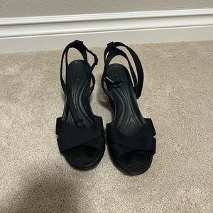 Black Croc Dual Comfort Wedges